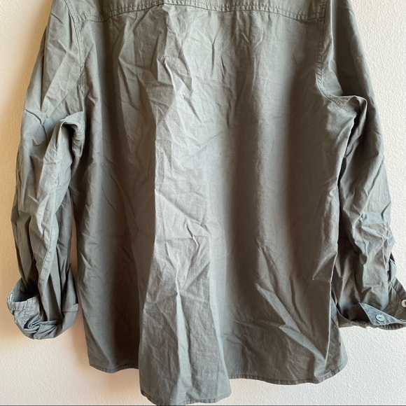 Foxcroft Olive Green Shaped Fit Button-up Shirt Sz 14 - Picture 14 of 15